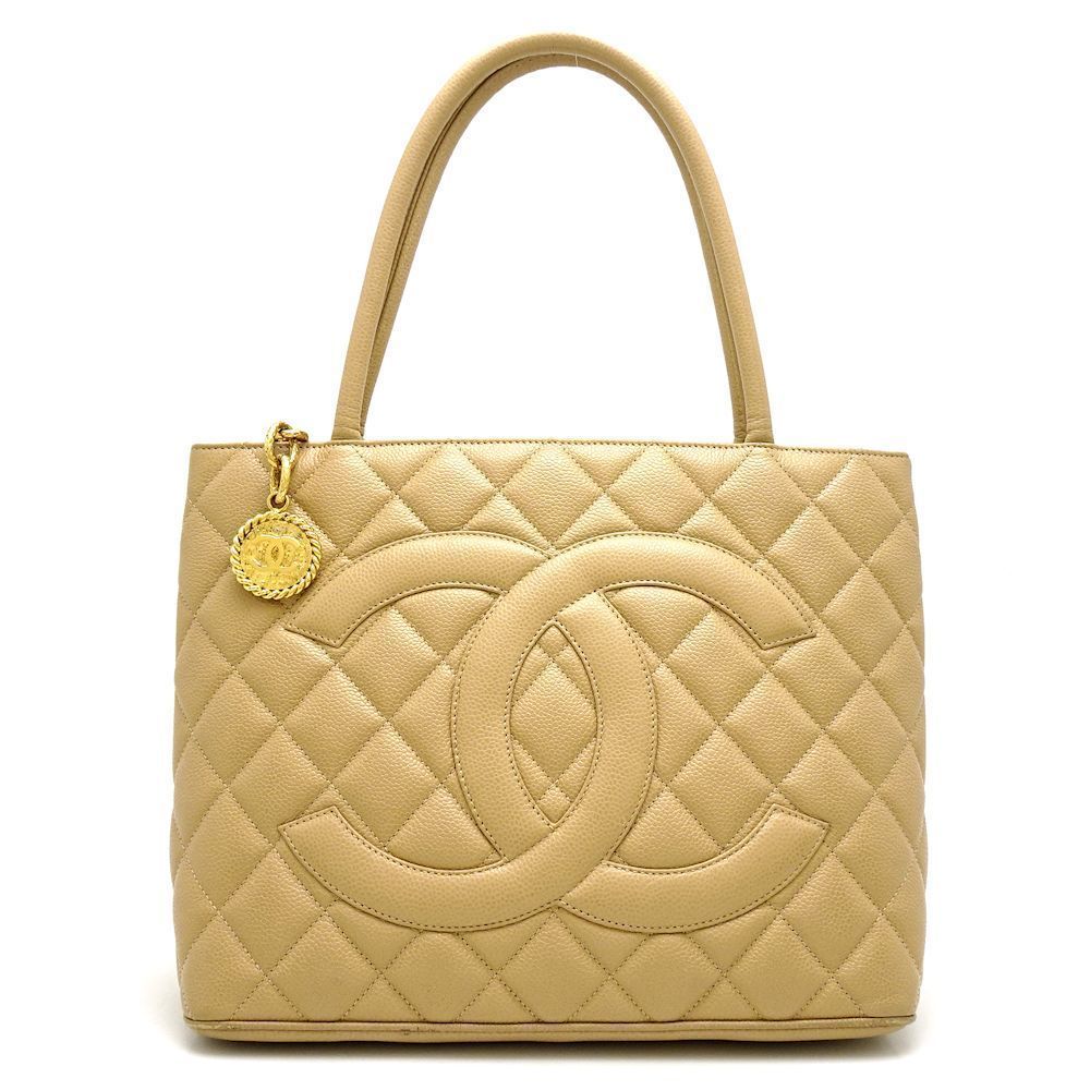Chanel Reissue Tote Bag Caviar Skin Beige Gold Metal Fittings